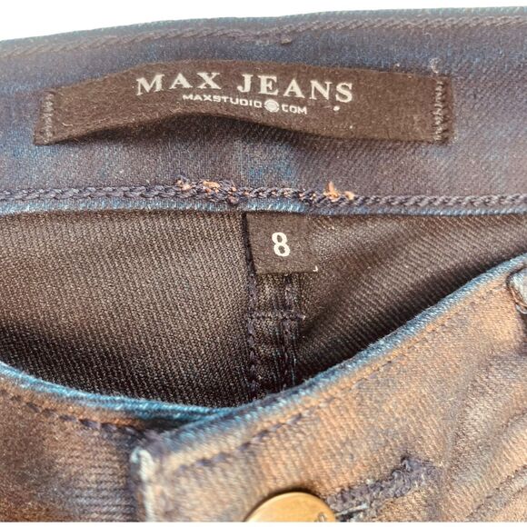 Max Studio | Brown & Navy Iridescent Straight Leg Denim Jeans Size 8 | EUC - Picture 6 of 14